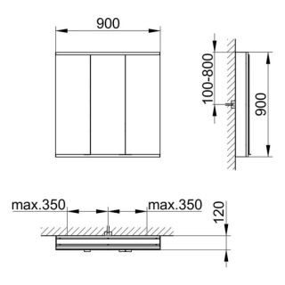 Зеркальный шкаф Keuco Royal Modular 800311091000200 90 см